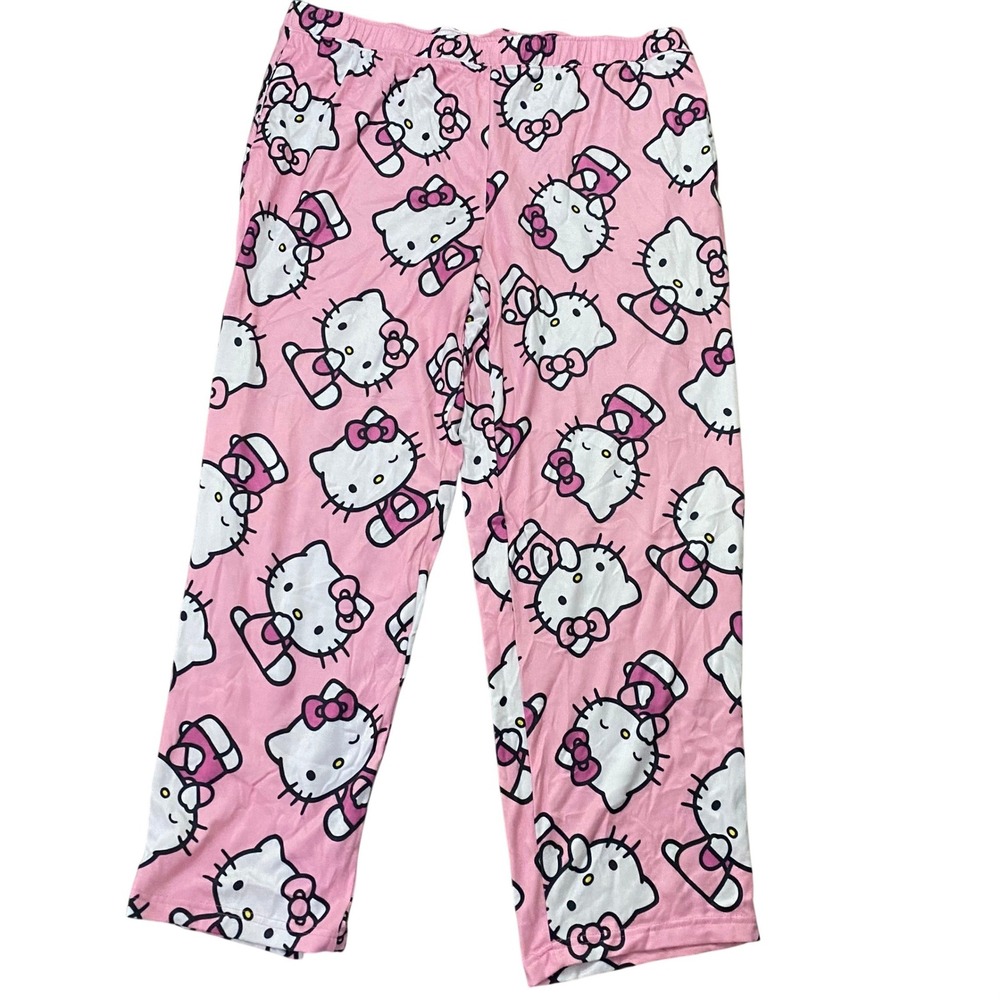 Hello Kitty Pajama Pants Womens XL Pink All Over Print Loungewear